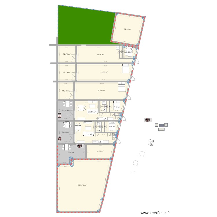 PARCELLE test t2. Plan de 23 pièces et 430 m2