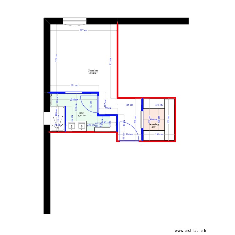 Base 2. Plan de 3 pièces et 21 m2