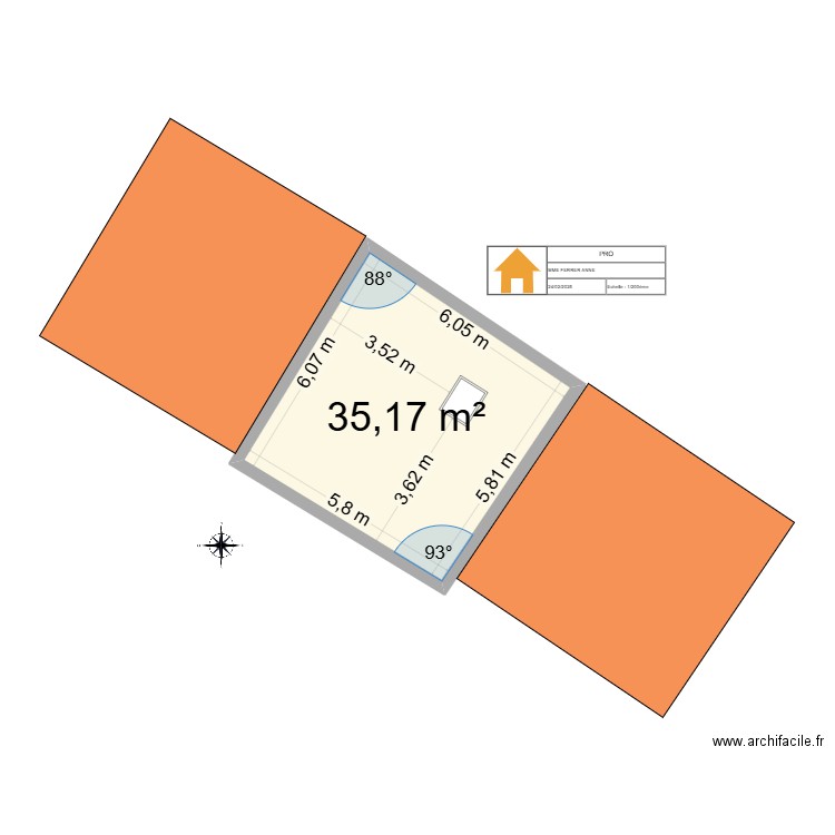 FERRER ANNE. Plan de 1 pièce et 35 m2