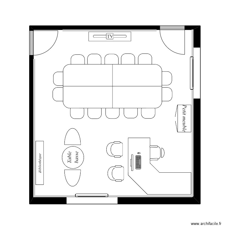 bureau rectrice. Plan de 1 pièce et 35 m2