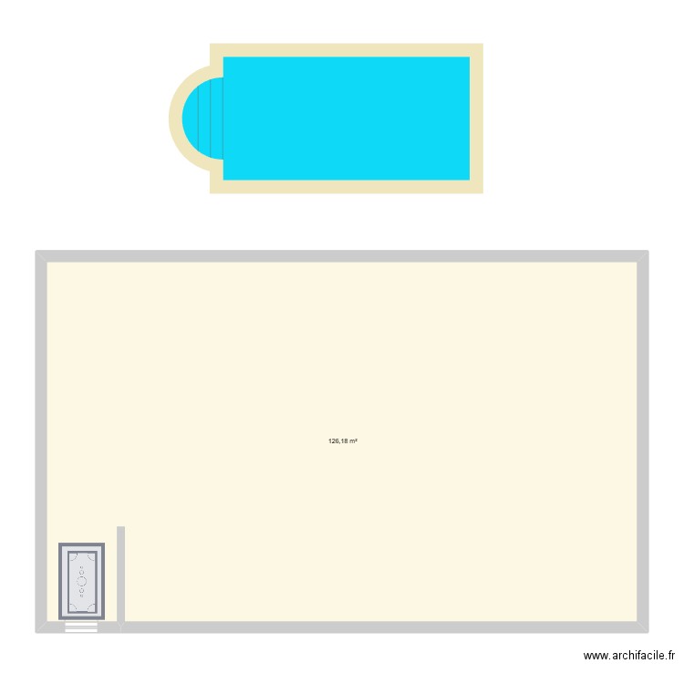 maison. Plan de 1 pièce et 126 m2