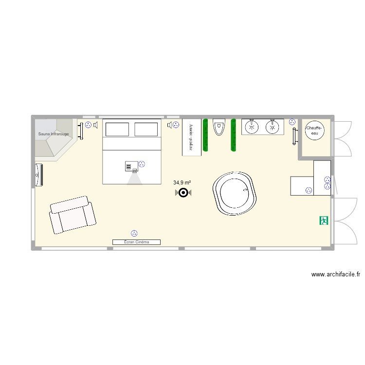 PENICHE. Plan de 1 pièce et 35 m2