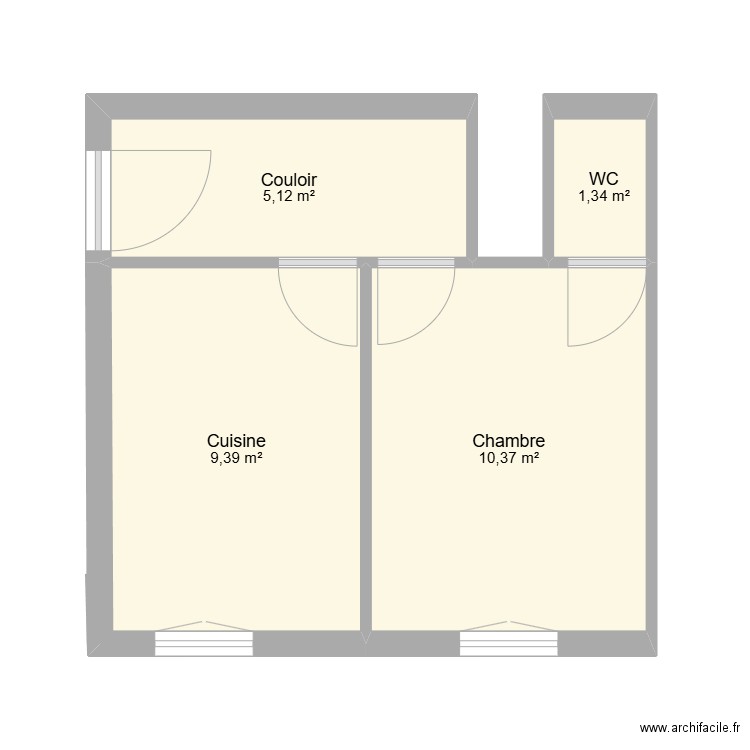 Appartement Nord actuel. Plan de 4 pièces et 26 m2