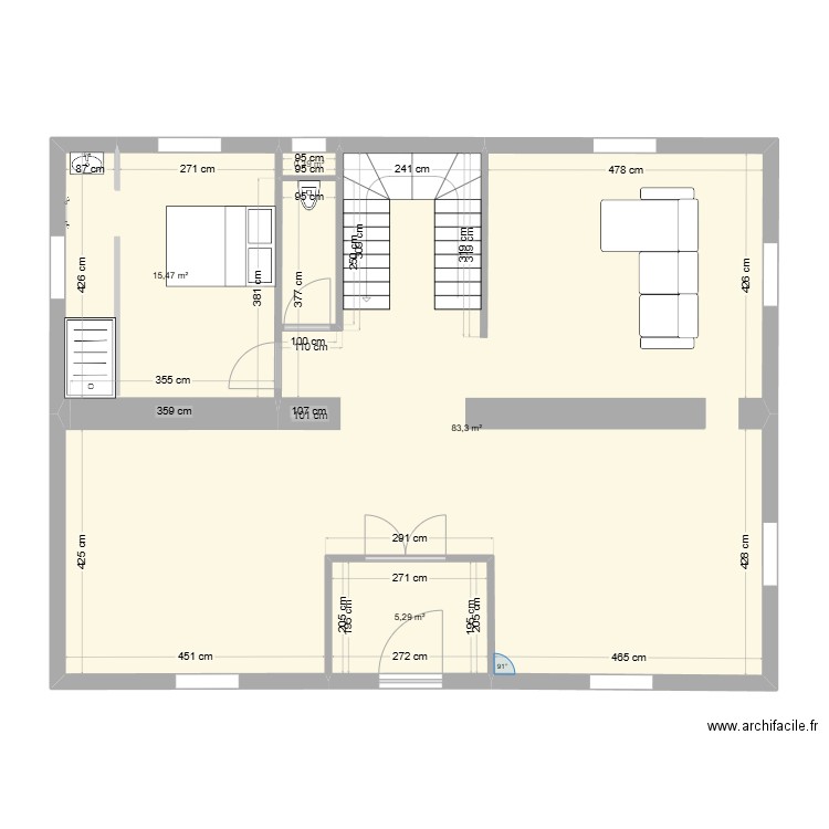 Le Gua. Plan de 4 pièces et 104 m2