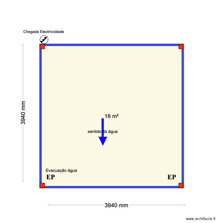 Maria Silva Painel. Plan de 1 pièce et 16 m2