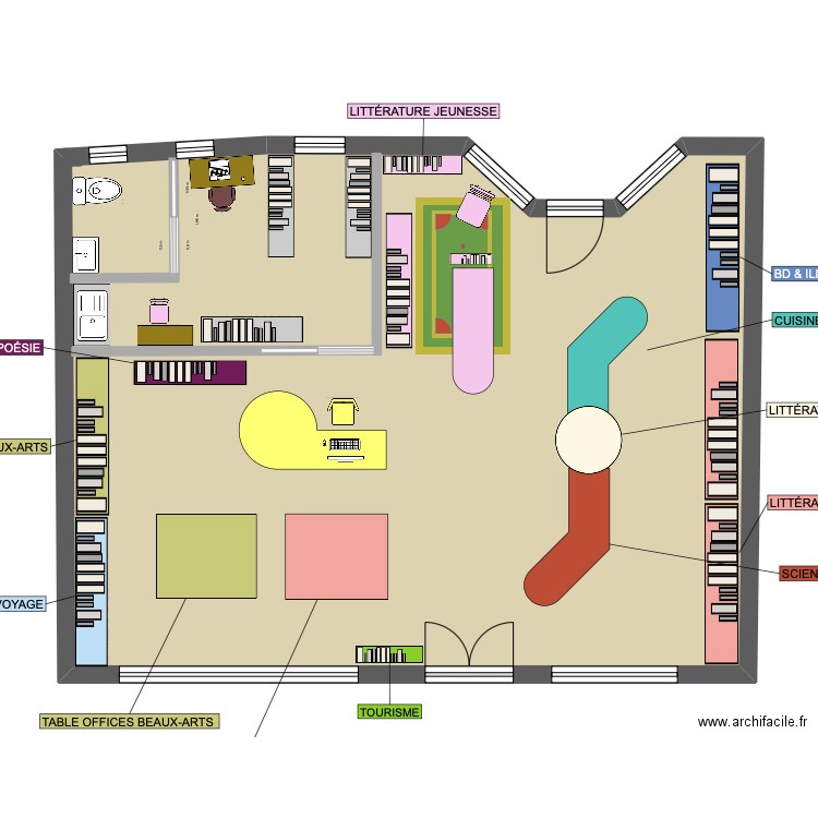 reno. Plan de 1 pièce et 84 m2