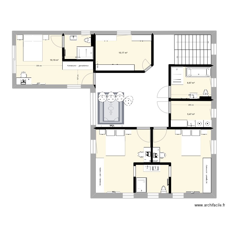 etage maison. Plan de 5 pièces et 78 m2