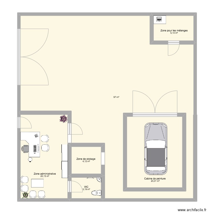 plan carrosserie . Plan de 6 pièces et 174 m2