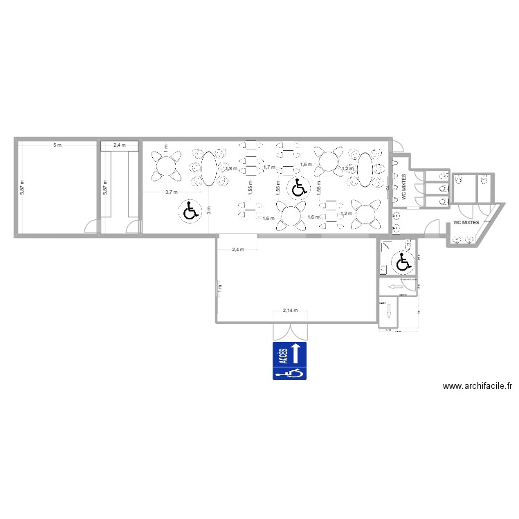 Restaurant27/02. Plan de 14 pièces et 223 m2