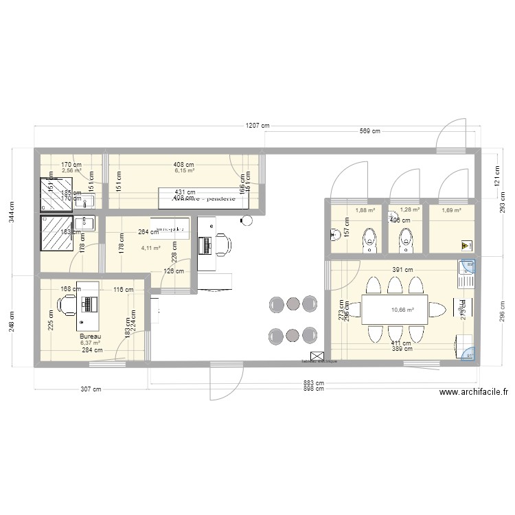 burezaux. Plan de 9 pièces et 37 m2