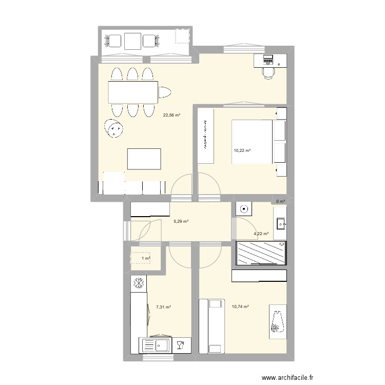 APPARTvesinet. Plan de 8 pièces et 61 m2