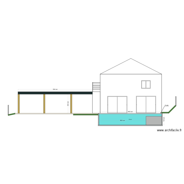 Coupe Piscine. Plan de 0 pièce et 0 m2