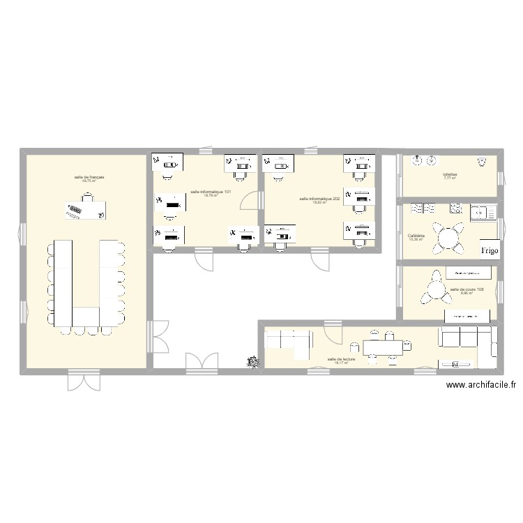 plan salle formation Celia. Plan de 7 pièces et 136 m2