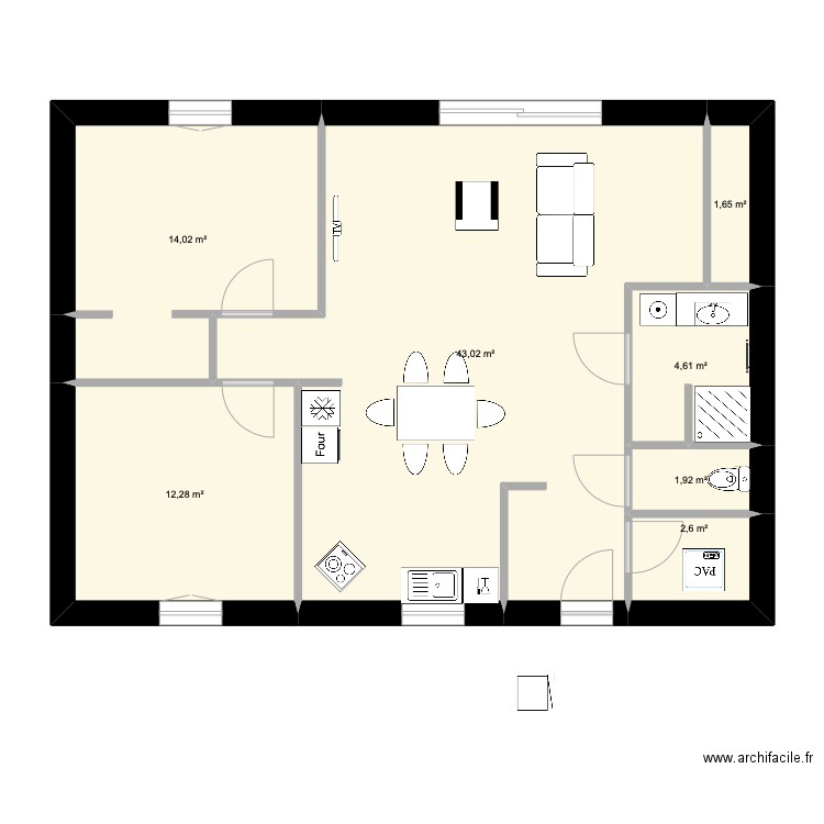 MULCENT BIS. Plan de 7 pièces et 80 m2