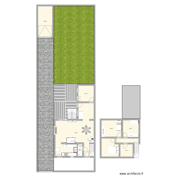 Maison Branly. Plan de 8 pièces et 112 m2