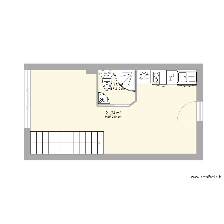 perso83. Plan de 2 pièces et 23 m2