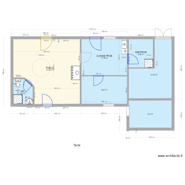 swin. Plan de 7 pièces et 77 m2