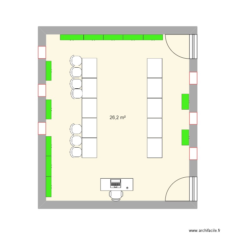 bibliothèque. Plan de 1 pièce et 26 m2