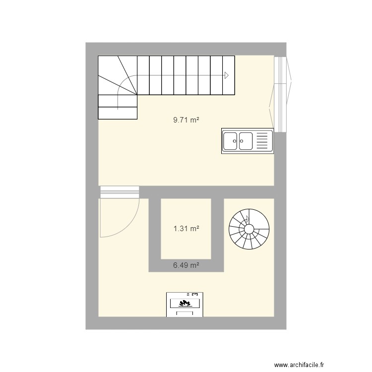 tg fdp. Plan de 3 pièces et 18 m2