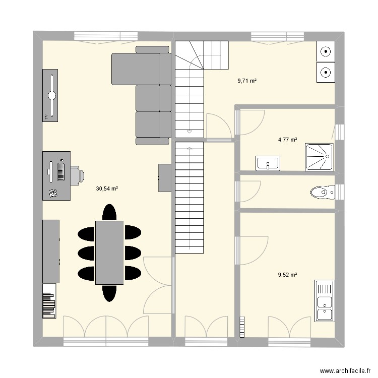 Maison Pontault RDV. Plan de 6 pièces et 66 m2