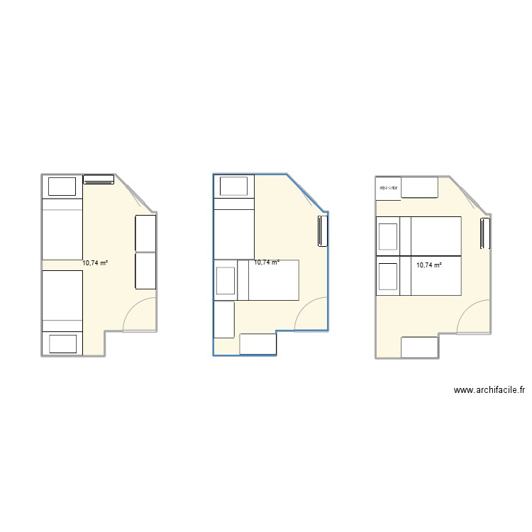 Chambre enfants 2. Plan de 3 pièces et 32 m2