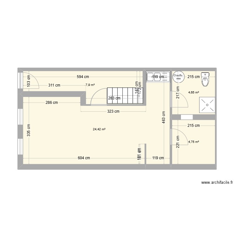 immeuble amiens. Plan de 4 pièces et 42 m2