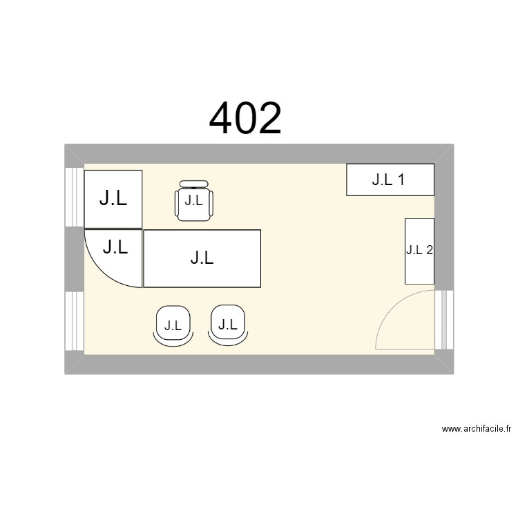 Bureau R 402 -Pôle C - Métro - J.LEMAIRE. Plan de 1 pièce et 12 m2