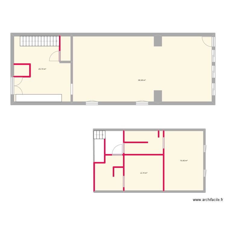 etage . Plan de 4 pièces et 107 m2