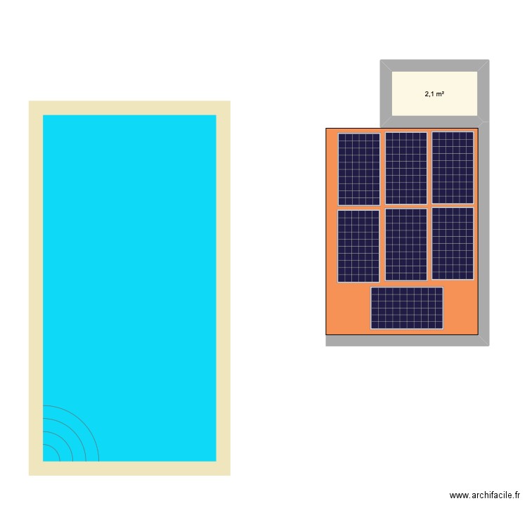 pool house. Plan de 1 pièce et 2 m2