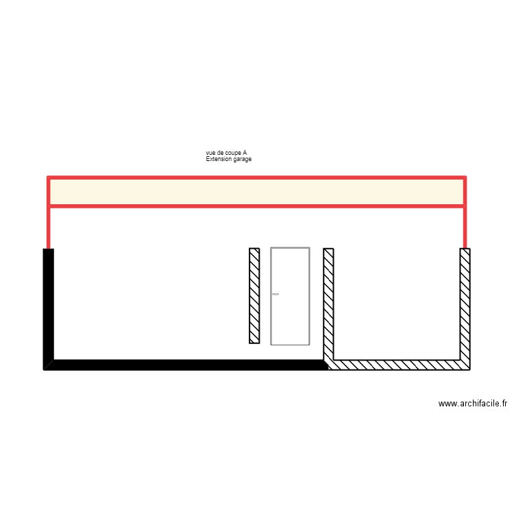 Coupe A extension garage. Plan de 1 pièce et 5 m2