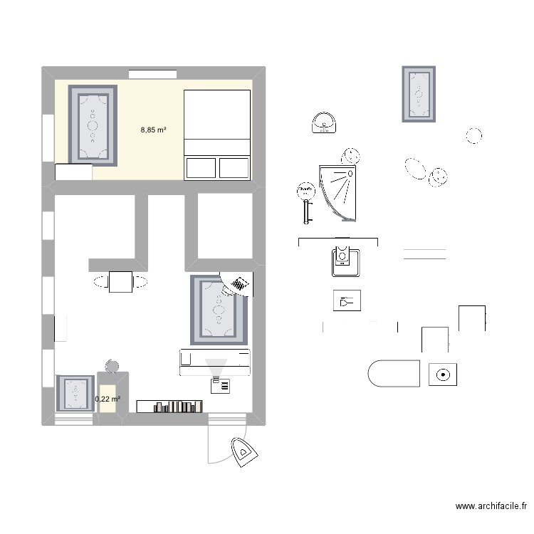 Anais0. Plan de 2 pièces et 9 m2