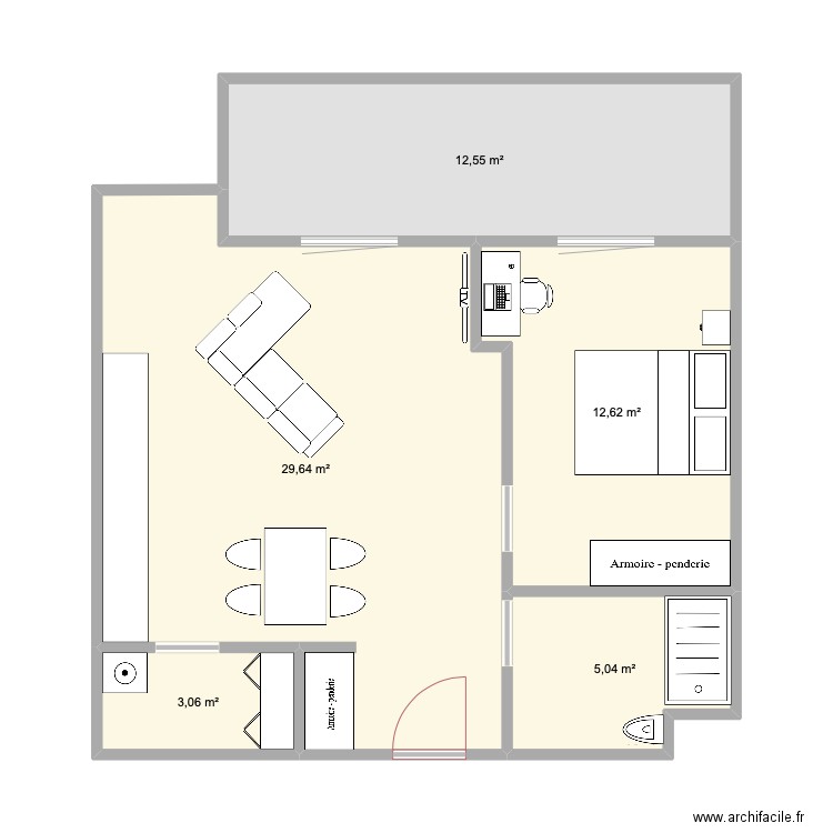 Appart Lara New. Plan de 5 pièces et 63 m2