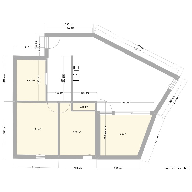 bertrand Simon. Plan de 5 pièces et 33 m2