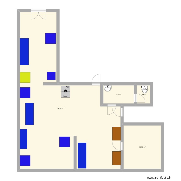 stage. Plan de 4 pièces et 117 m2