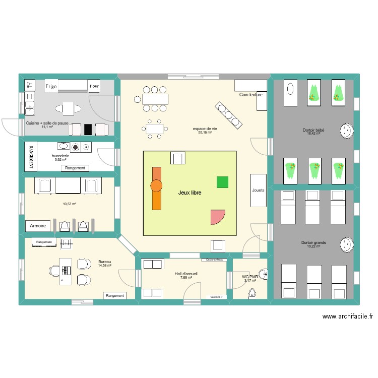 Micro Crèche Vif Alexia. Plan de 9 pièces et 146 m2