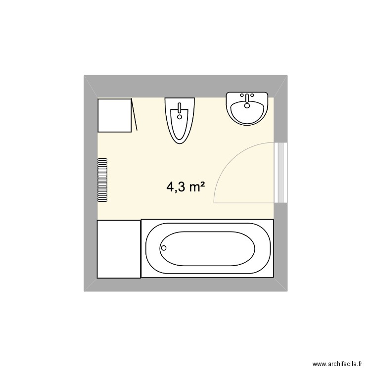 SDB avant. Plan de 1 pièce et 4 m2