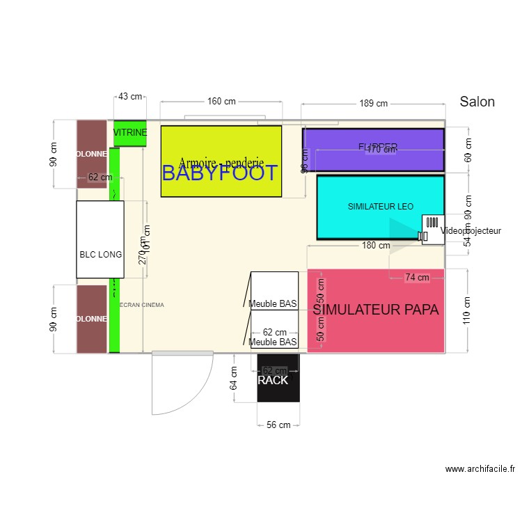 Salle de jeux. Plan de 1 pièce et 15 m2