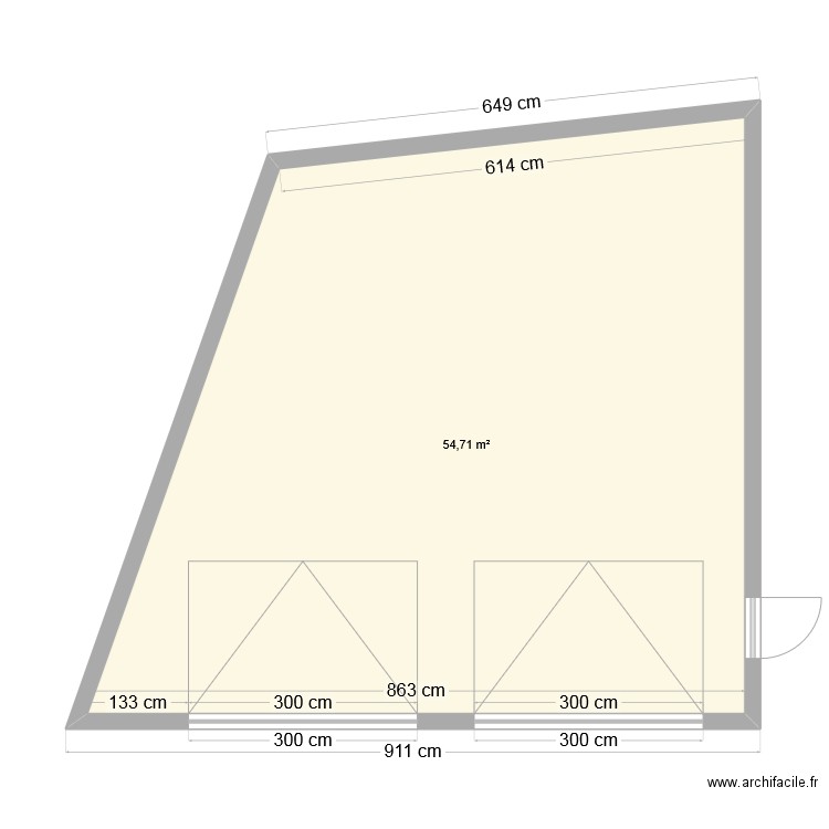 garage 2. Plan de 1 pièce et 55 m2