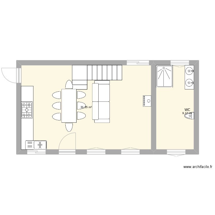 beumont. Plan de 2 pièces et 41 m2