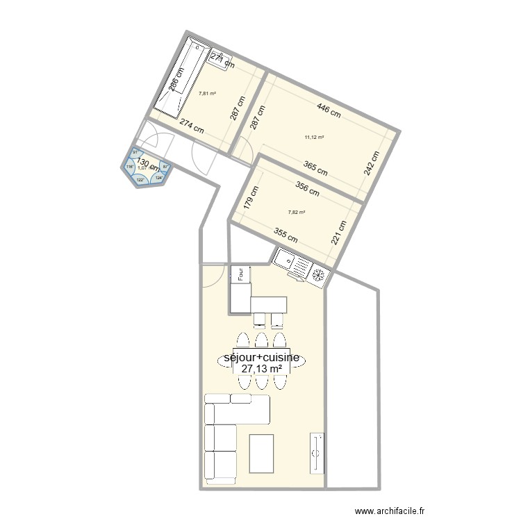 fréjus 2.0. Plan de 6 pièces et 65 m2