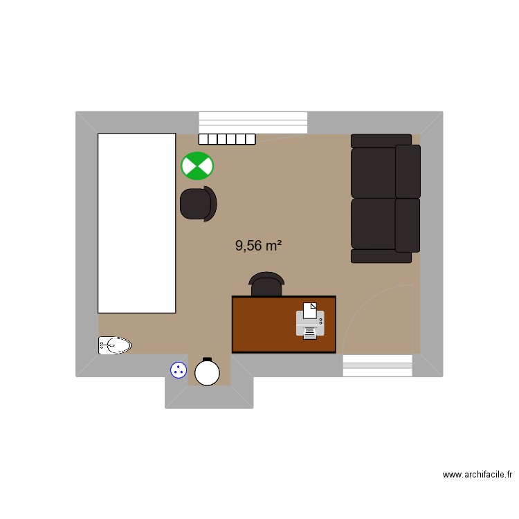 Local. Plan de 1 pièce et 10 m2