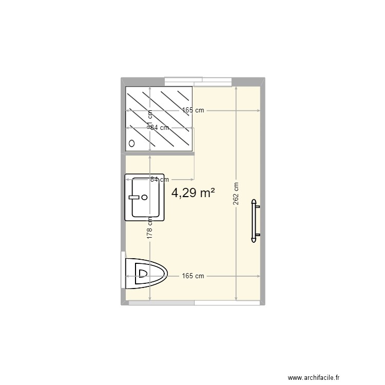 essai changement salle de douche. Plan de 1 pièce et 4 m2