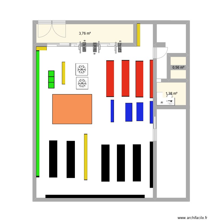 plain noz. Plan de 3 pièces et 6 m2