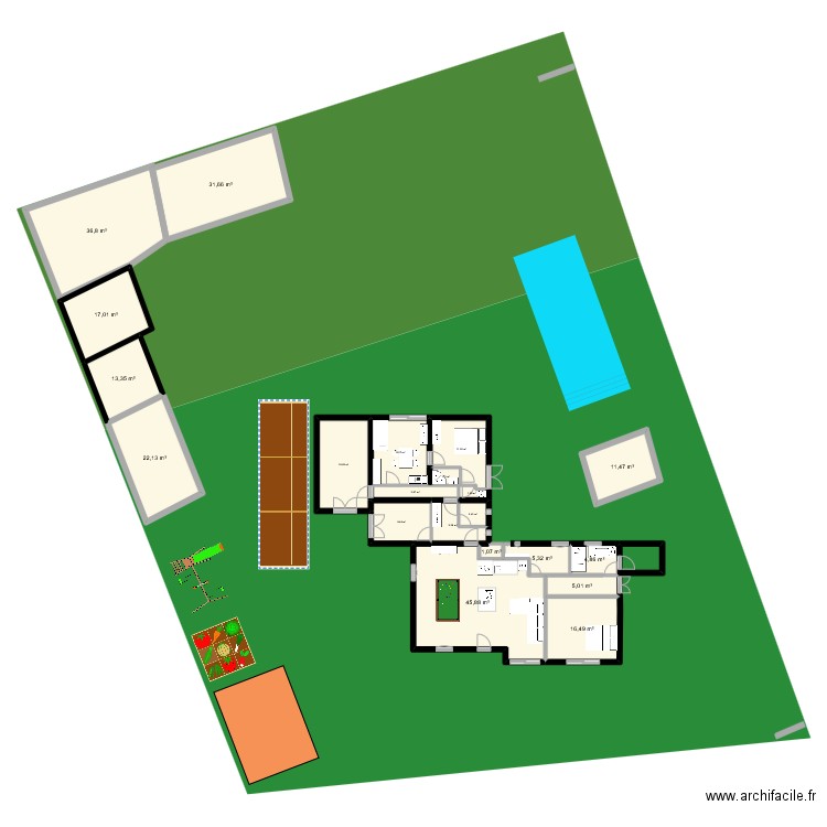 acqueduc3.1. Plan de 21 pièces et 275 m2