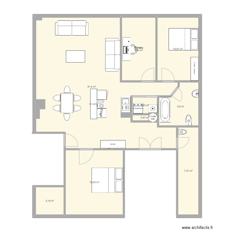 Hauteville apres tvx 2. Plan de 9 pièces et 104 m2