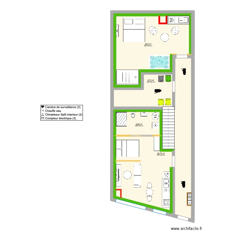 RDC RT 2020. Plan de 7 pièces et 92 m2