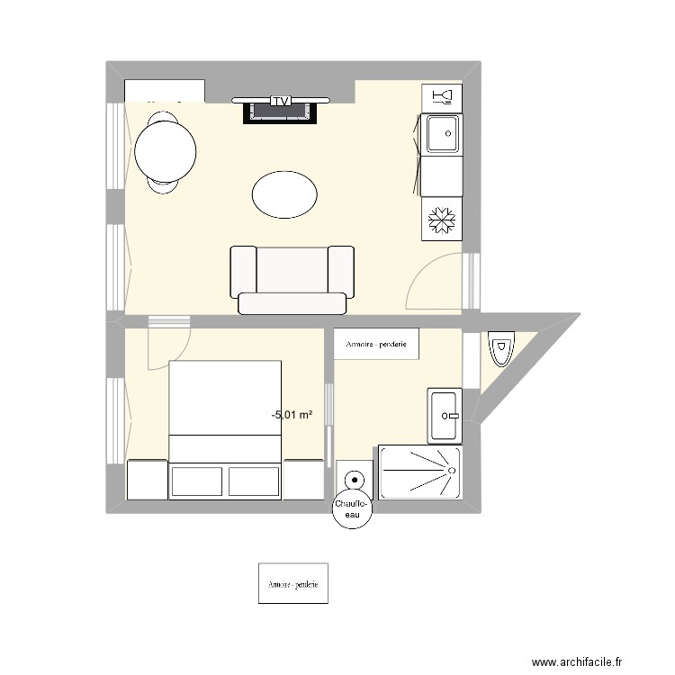 Sulpice r+2 #1. Plan de 1 pièce et 11 m2