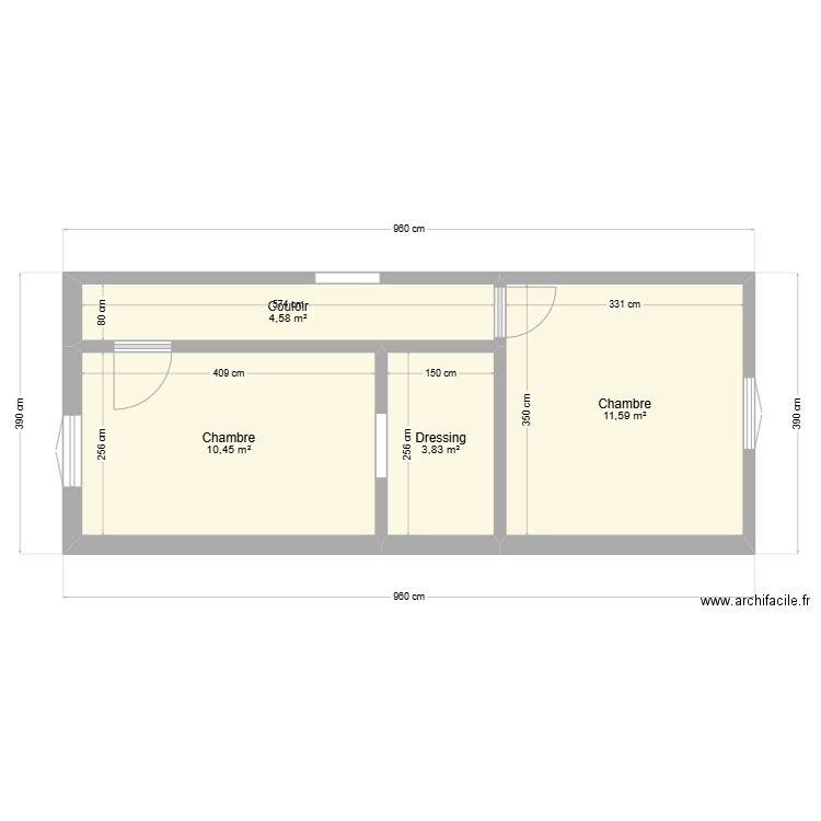 EXTENSION ETAGE. Plan de 4 pièces et 30 m2