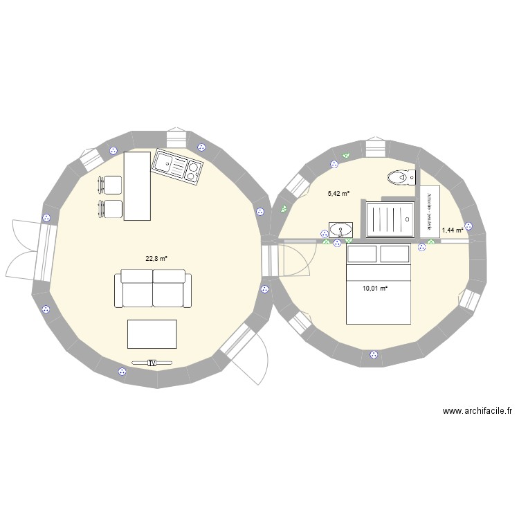 ECO DOME 2 P. Plan de 4 pièces et 40 m2