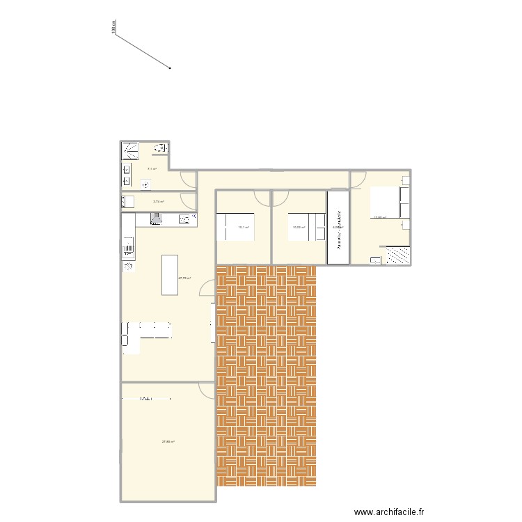 ma maison. Plan de 8 pièces et 125 m2